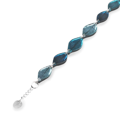 Teal Skeletal Leaf Shiny Bracelet | The Jewellery Stop