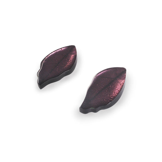 Blackberry Skeletal Leaf Shiny Stud Earrings | The Jewellery Stop