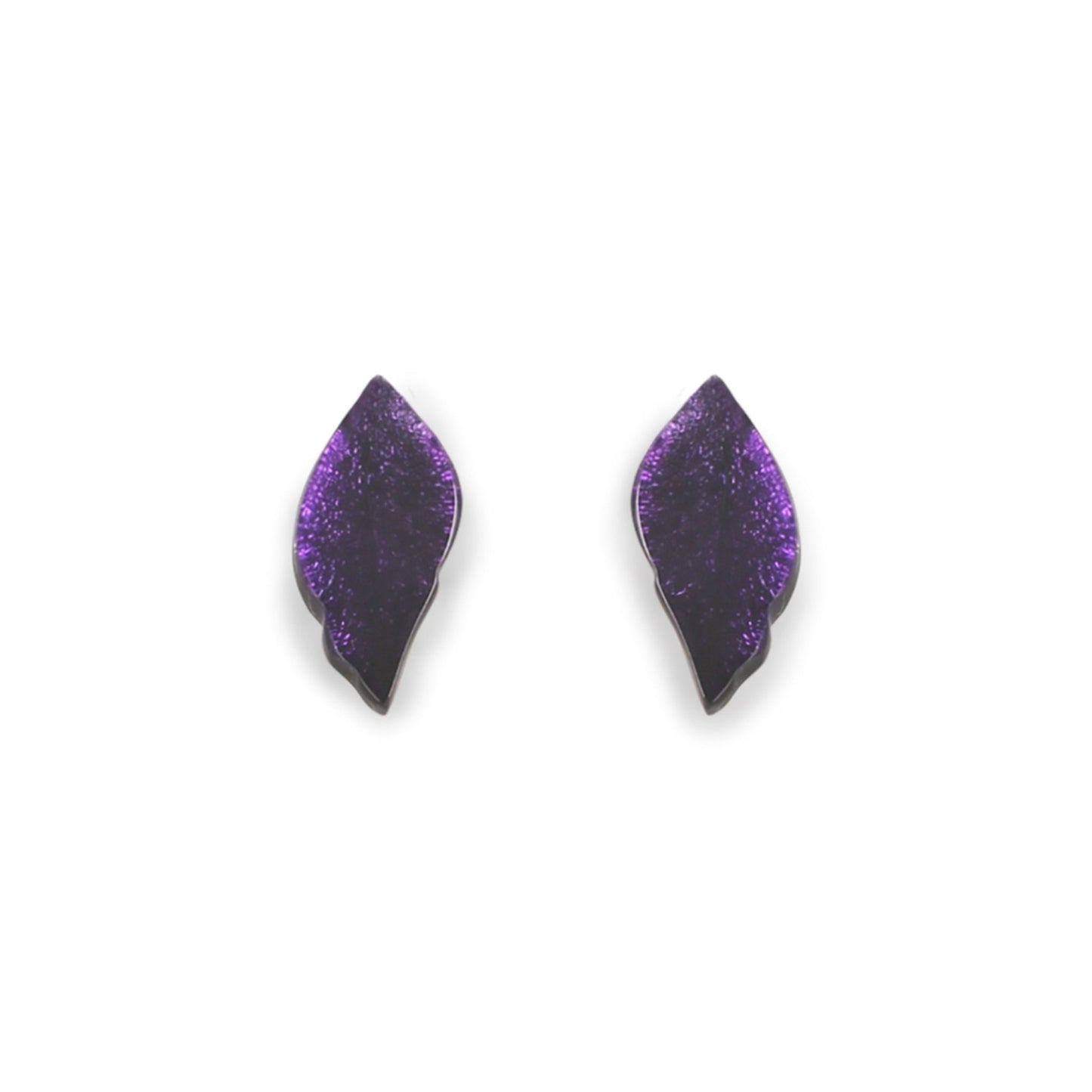 Peacock Skeletal Leaf Shiny Stud Earrings | The Jewellery Stop