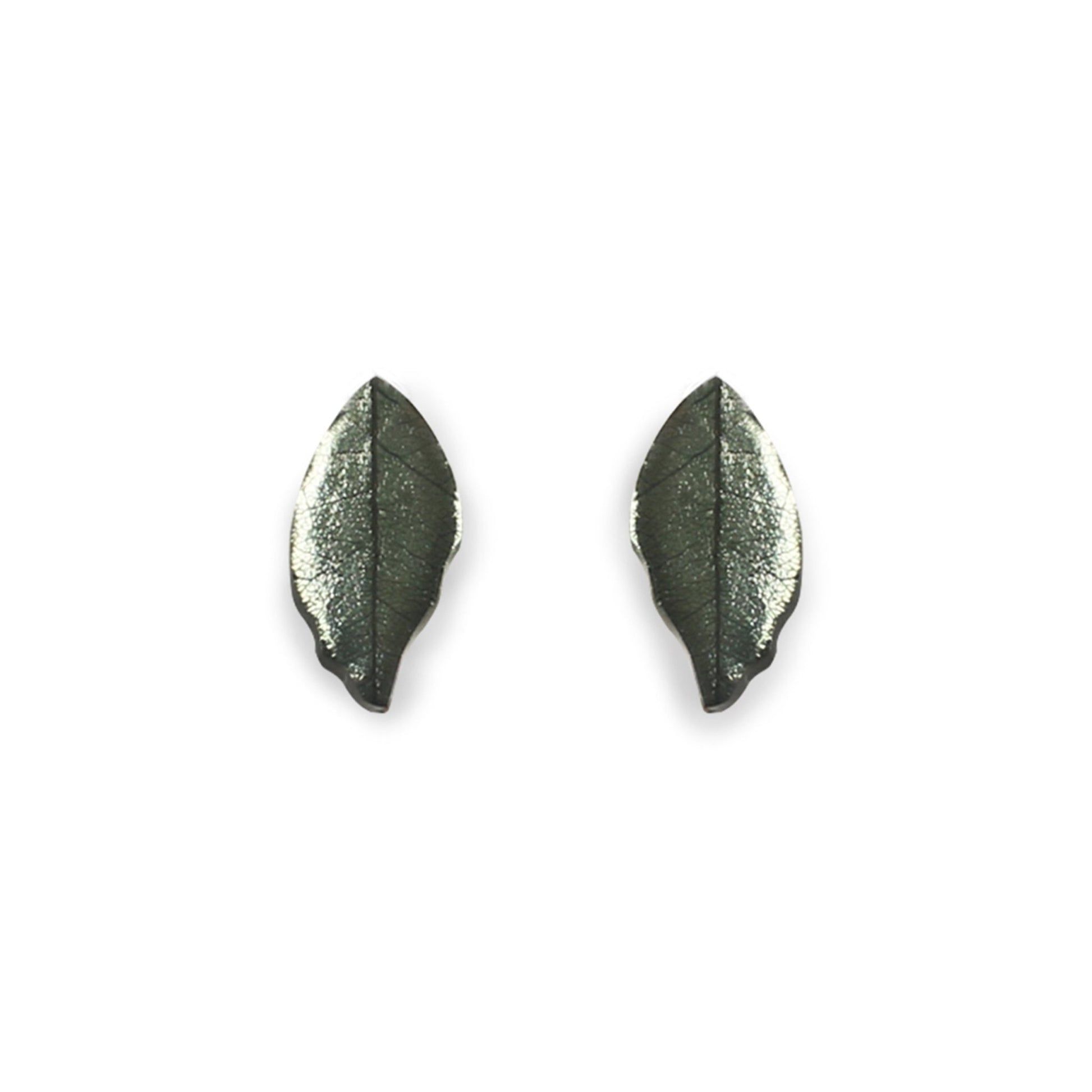 Pear Skeletal Leaf Shiny Stud Earrings | The Jewellery Stop