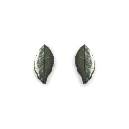 Pear Skeletal Leaf Shiny Stud Earrings | The Jewellery Stop