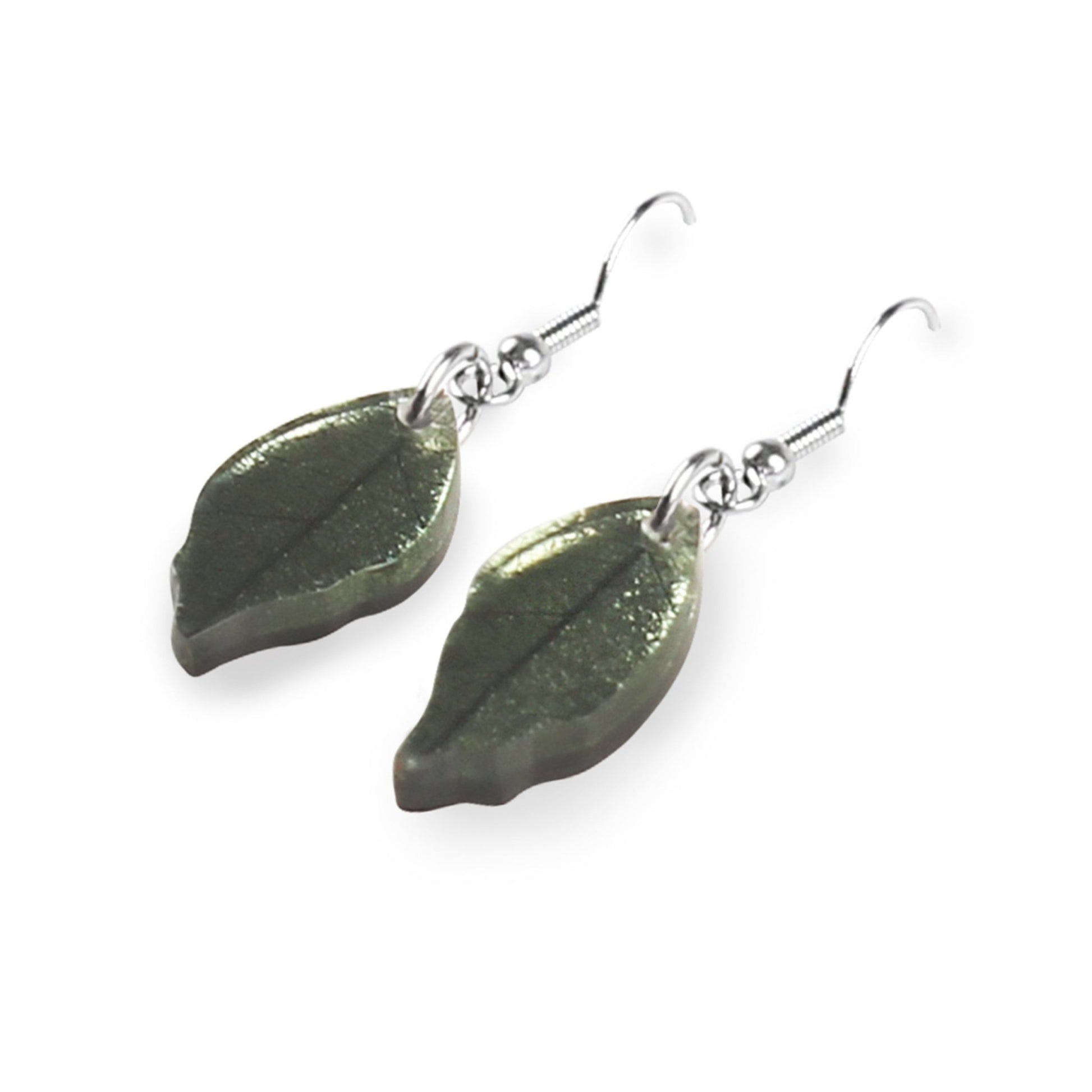 Pear Skeletal Leaf Shiny Fish Hook Earrings | The Jewellery Stop