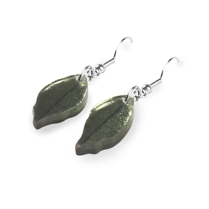 Pear Skeletal Leaf Shiny Fish Hook Earrings | The Jewellery Stop