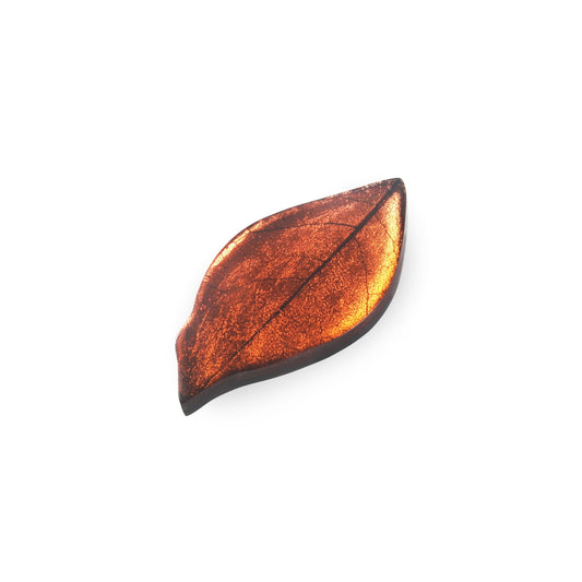 Apricot Skeletal Leaf Shiny Brooch | The Jewellery Stop