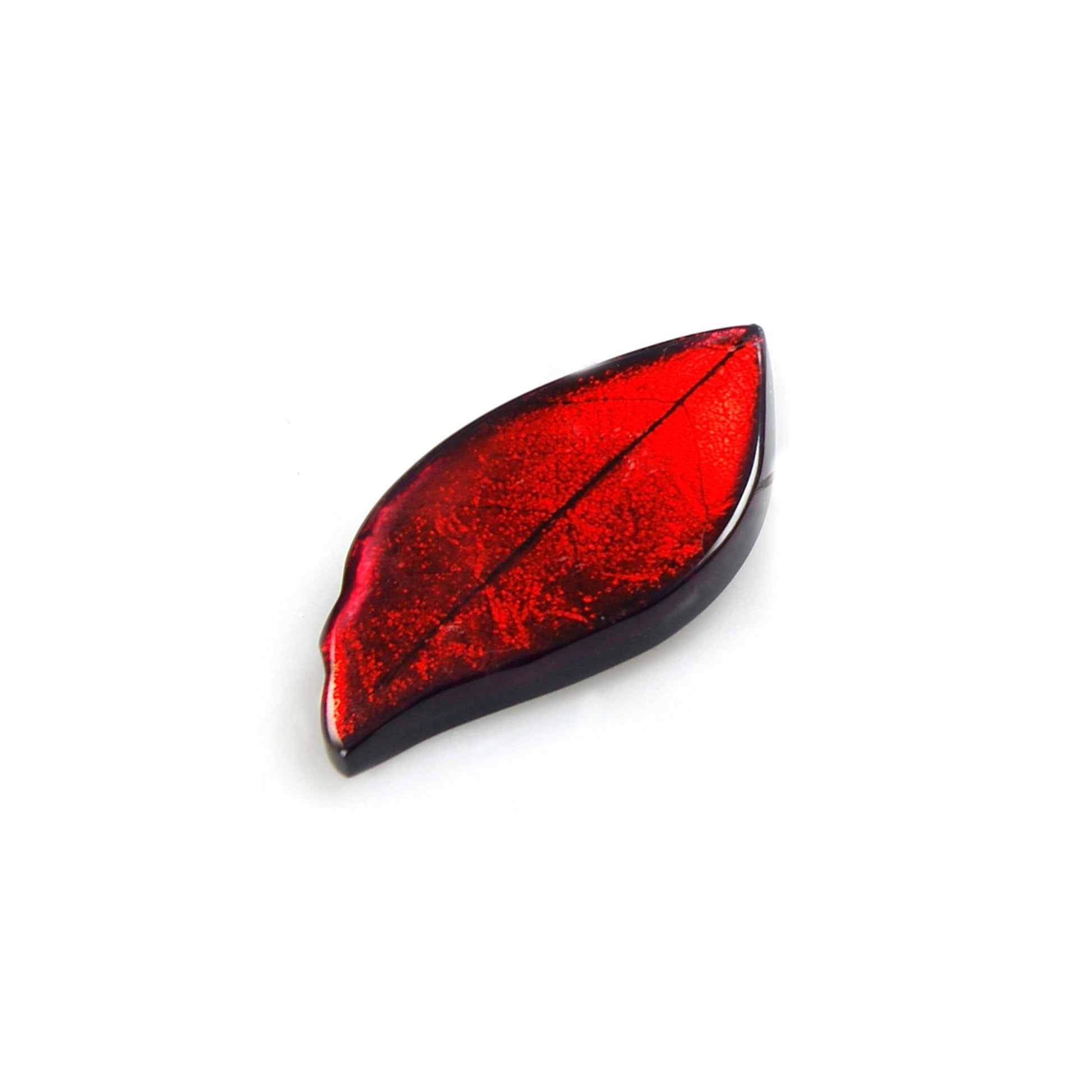 Red Skeletal Leaf Shiny Brooch | The Jewellery Stop