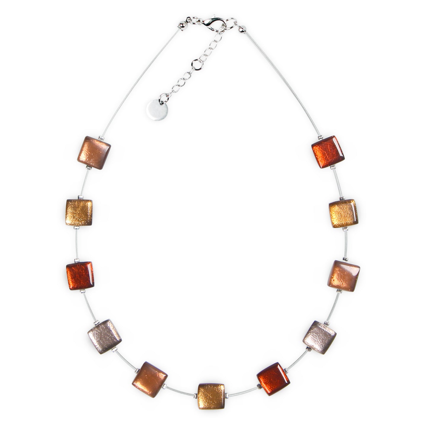 Caramel Square Buttons Shiny Necklace