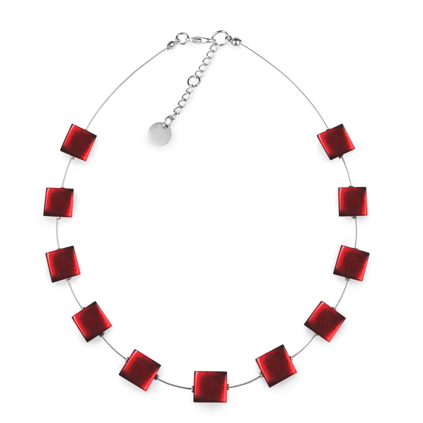 Red Square Buttons Shiny Necklace