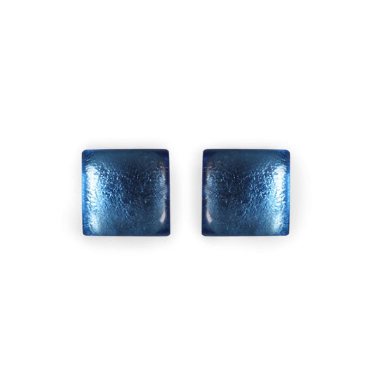 Ice Square Buttons Shiny Stud Earrings | The Jewellery Stop