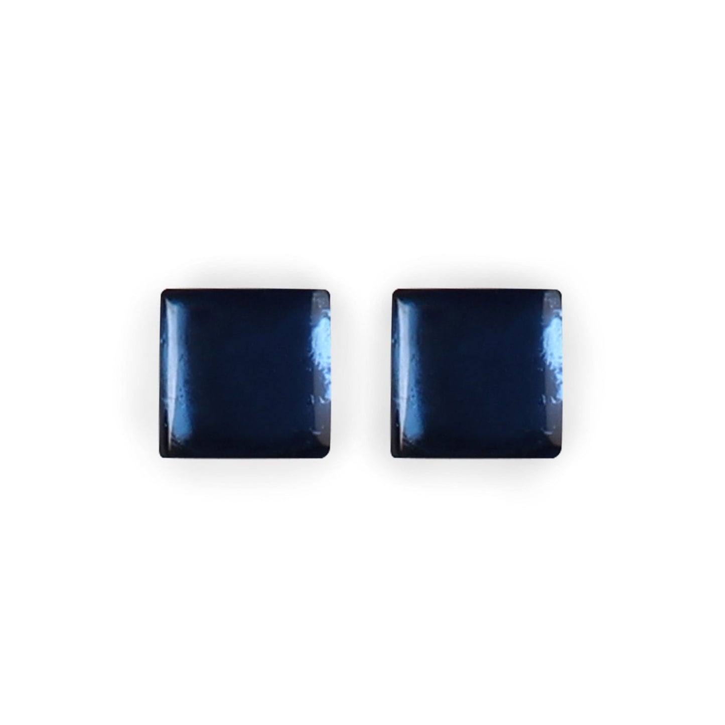 Pacific Square Buttons Shiny Stud Earrings | The Jewellery Stop