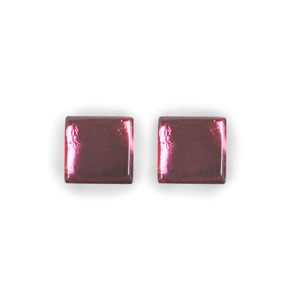 Pink Square Buttons Shiny Stud Earrings