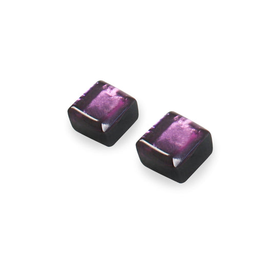 Rainbow Square Buttons Shiny Stud Earrings | The Jewellery Stop