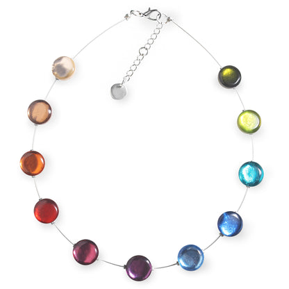 Rainbow Buttons Shiny Necklace