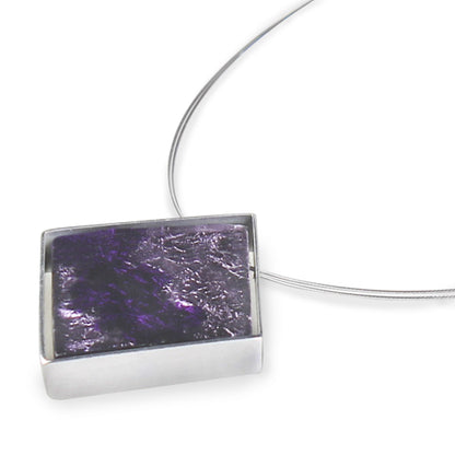 Purple Stained Glass Square Shiny Pendant