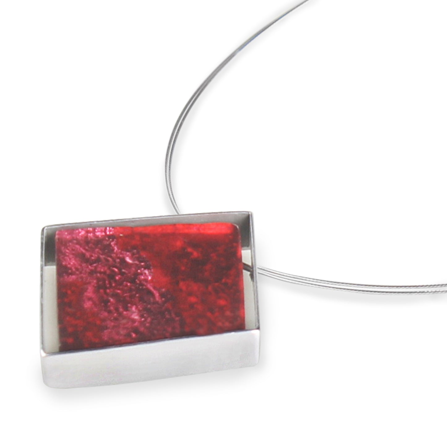 Red Stained Glass Square Shiny Pendant