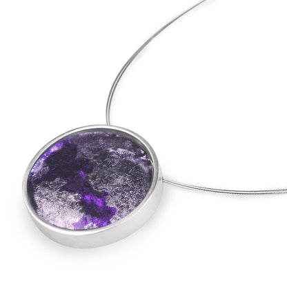Purple Stained Glass Shiny Round Pendant