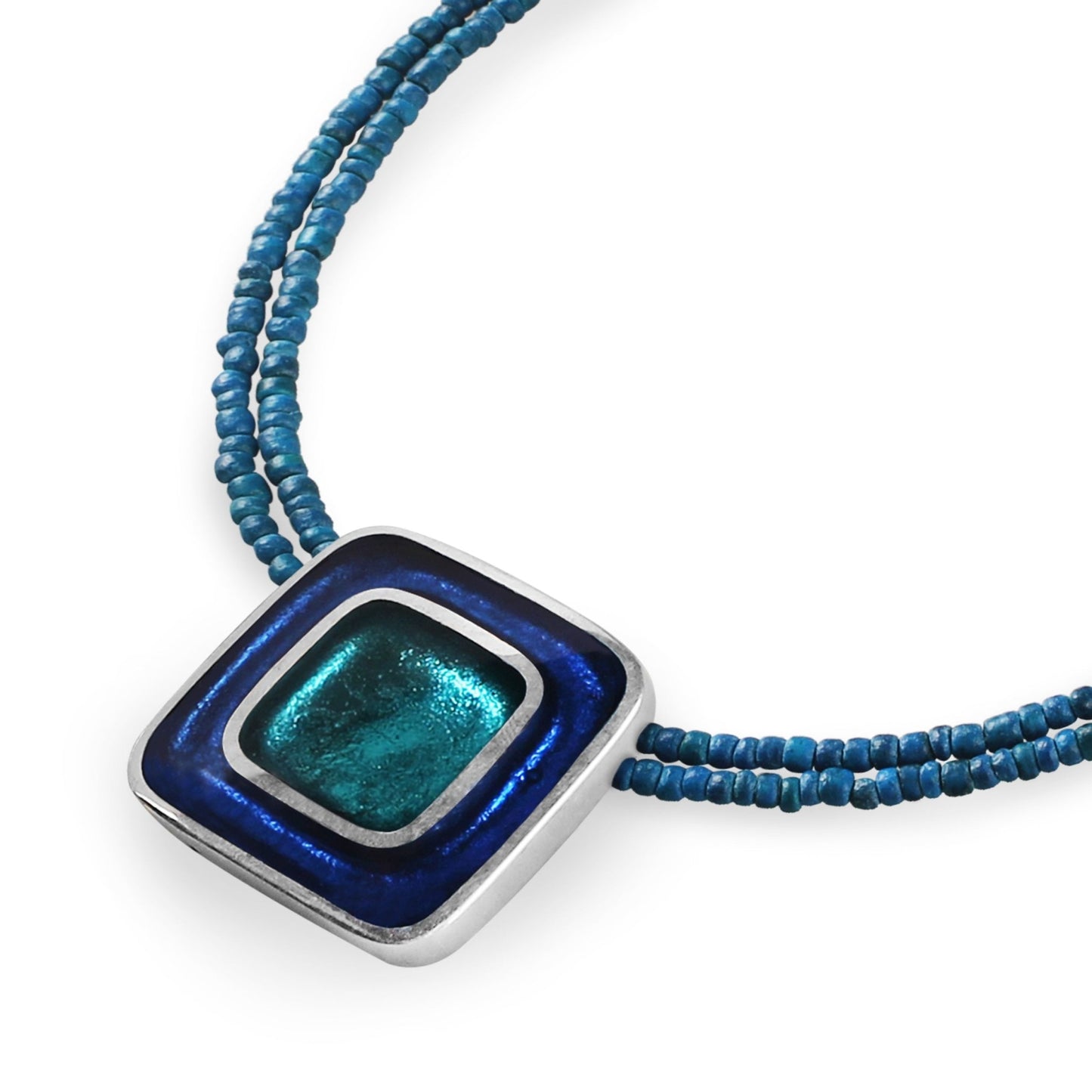 Turquoise Retro Squares Shiny Pendant on Coco | The Jewellery Stop