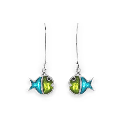 Seaweed Bubble Fish Stripe Shiny Long Hook Earrings | The Jewellery Stop
