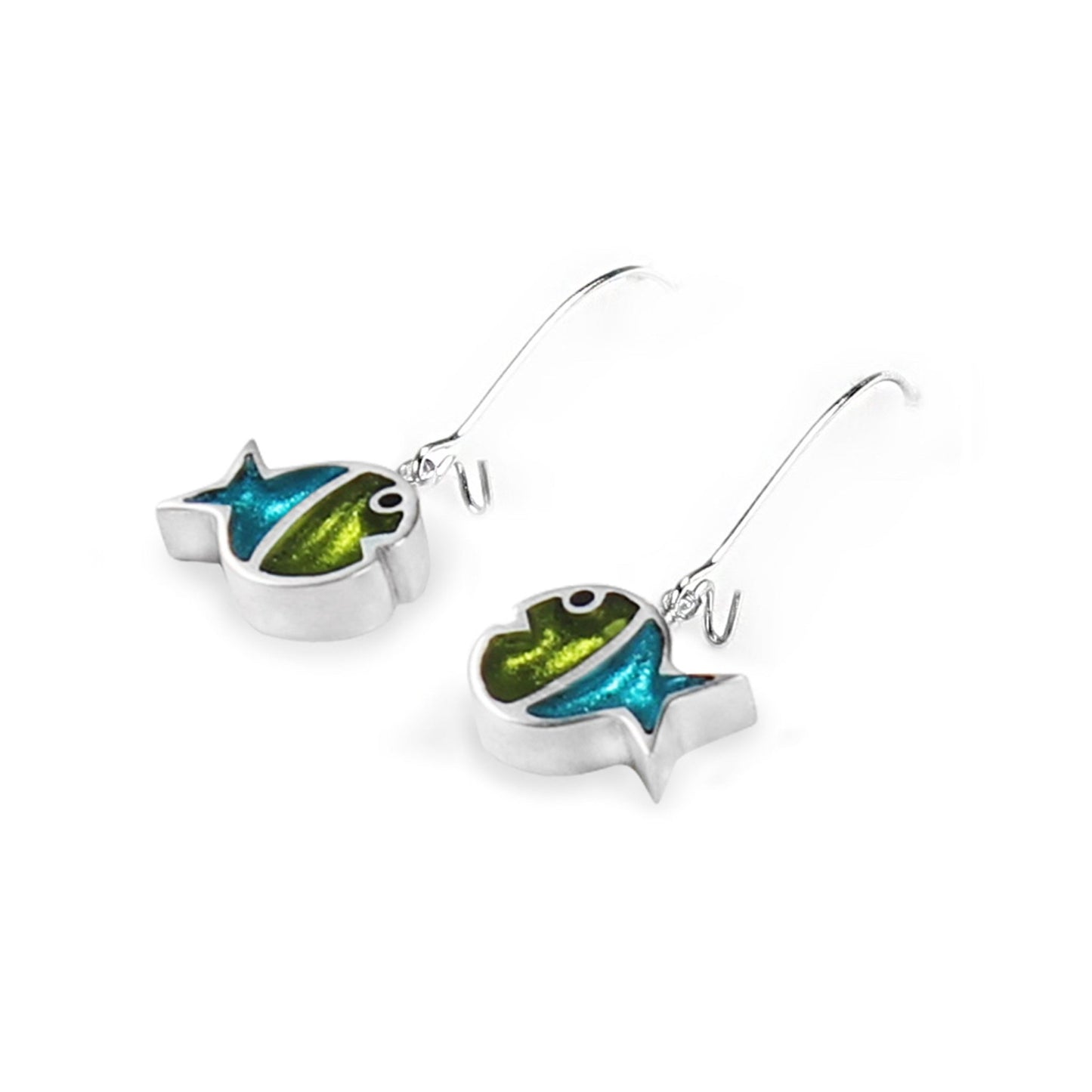 Seaweed Bubble Fish Stripe Shiny Long Hook Earrings | The Jewellery Stop