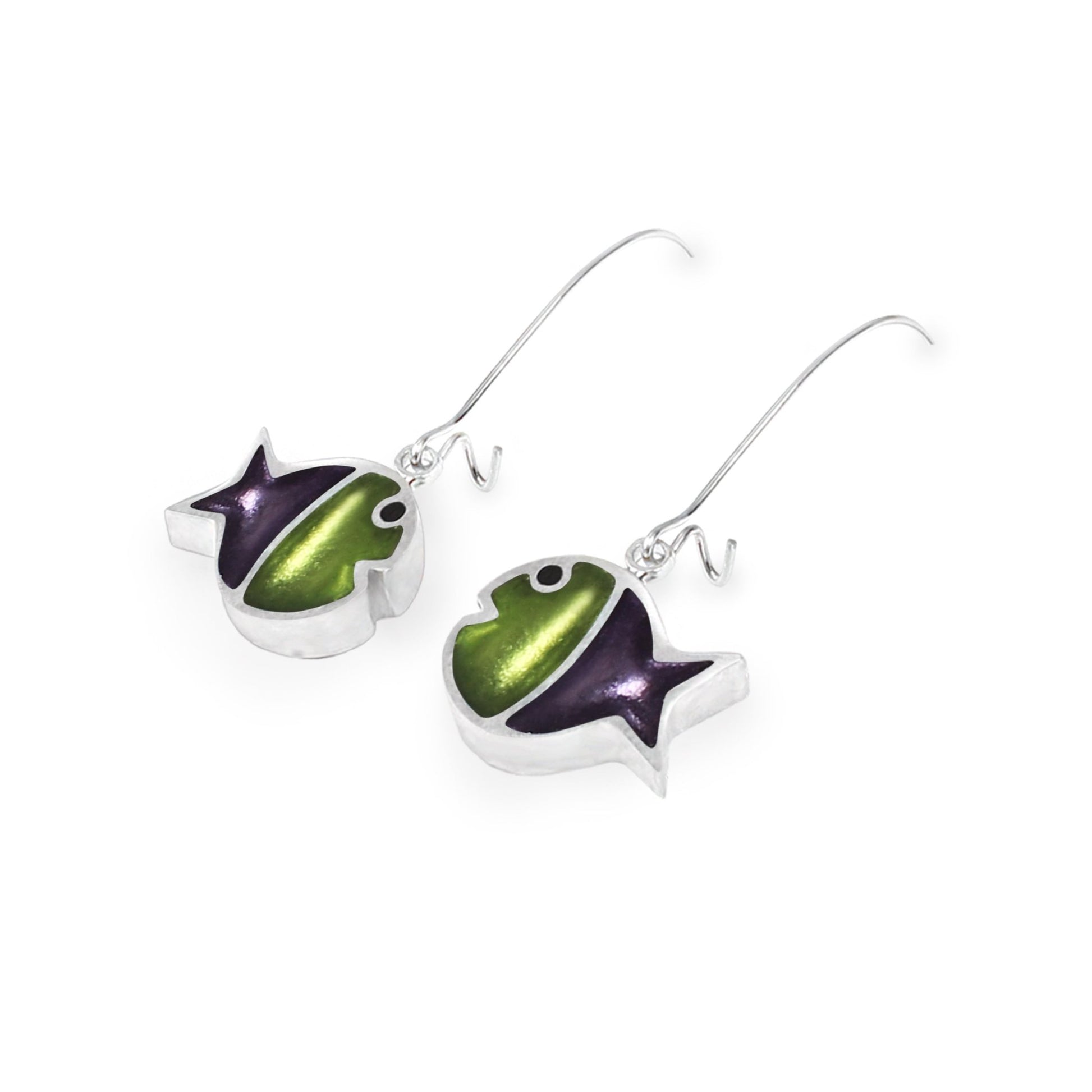 Sherbet Bubble Fish Stripe Shiny Long Hook Earrings | The Jewellery Stop
