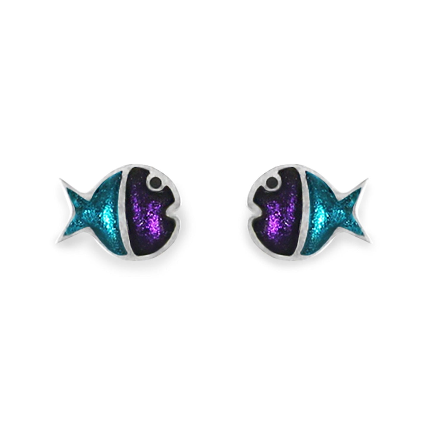 Peacock Bubble Fish Stripe Shiny Stud Earrings | The Jewellery Stop