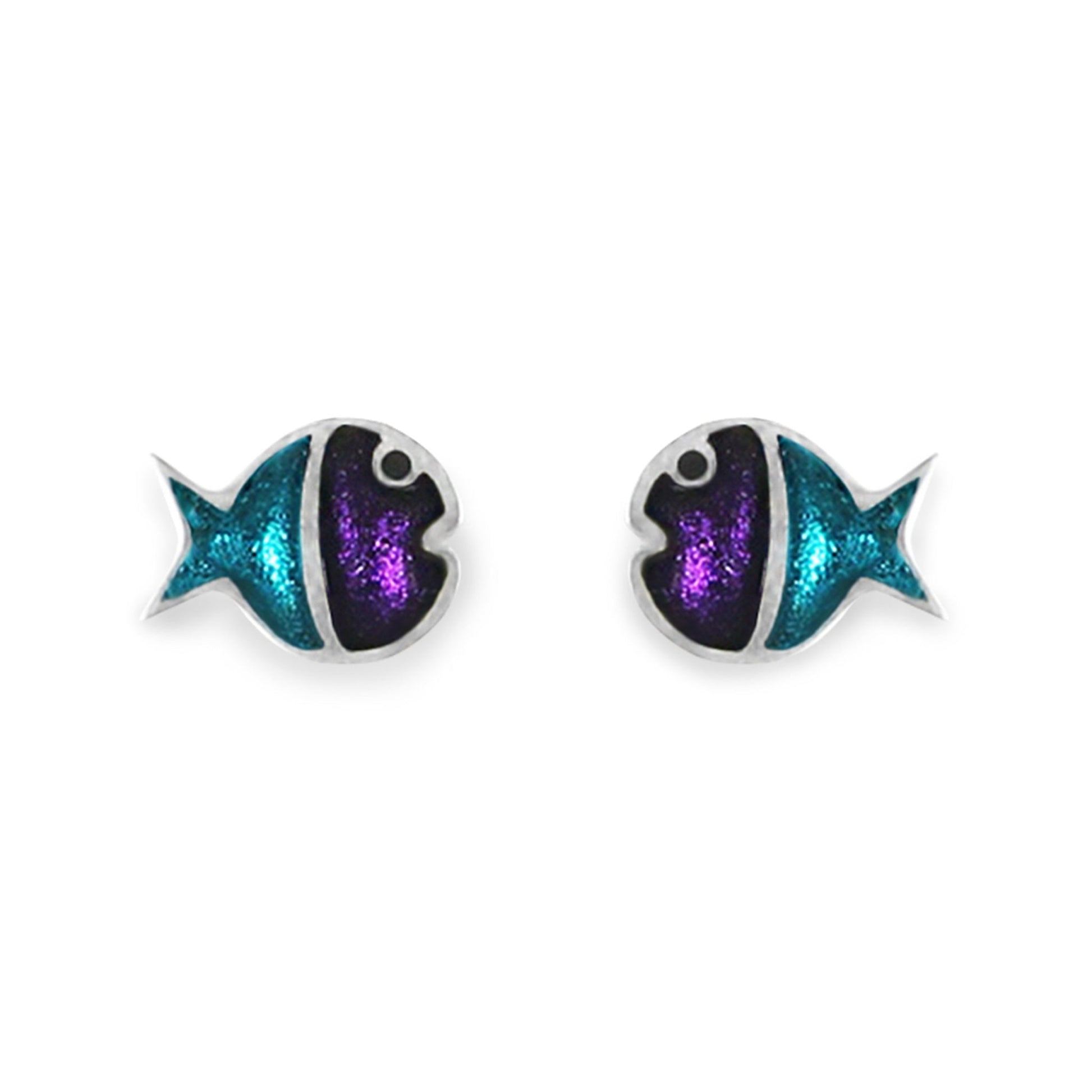 Peacock Bubble Fish Stripe Shiny Stud Earrings | The Jewellery Stop