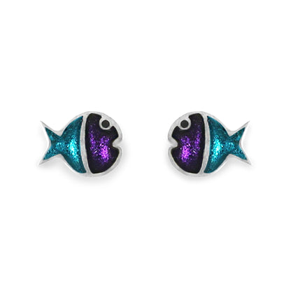 Peacock Bubble Fish Stripe Shiny Stud Earrings | The Jewellery Stop