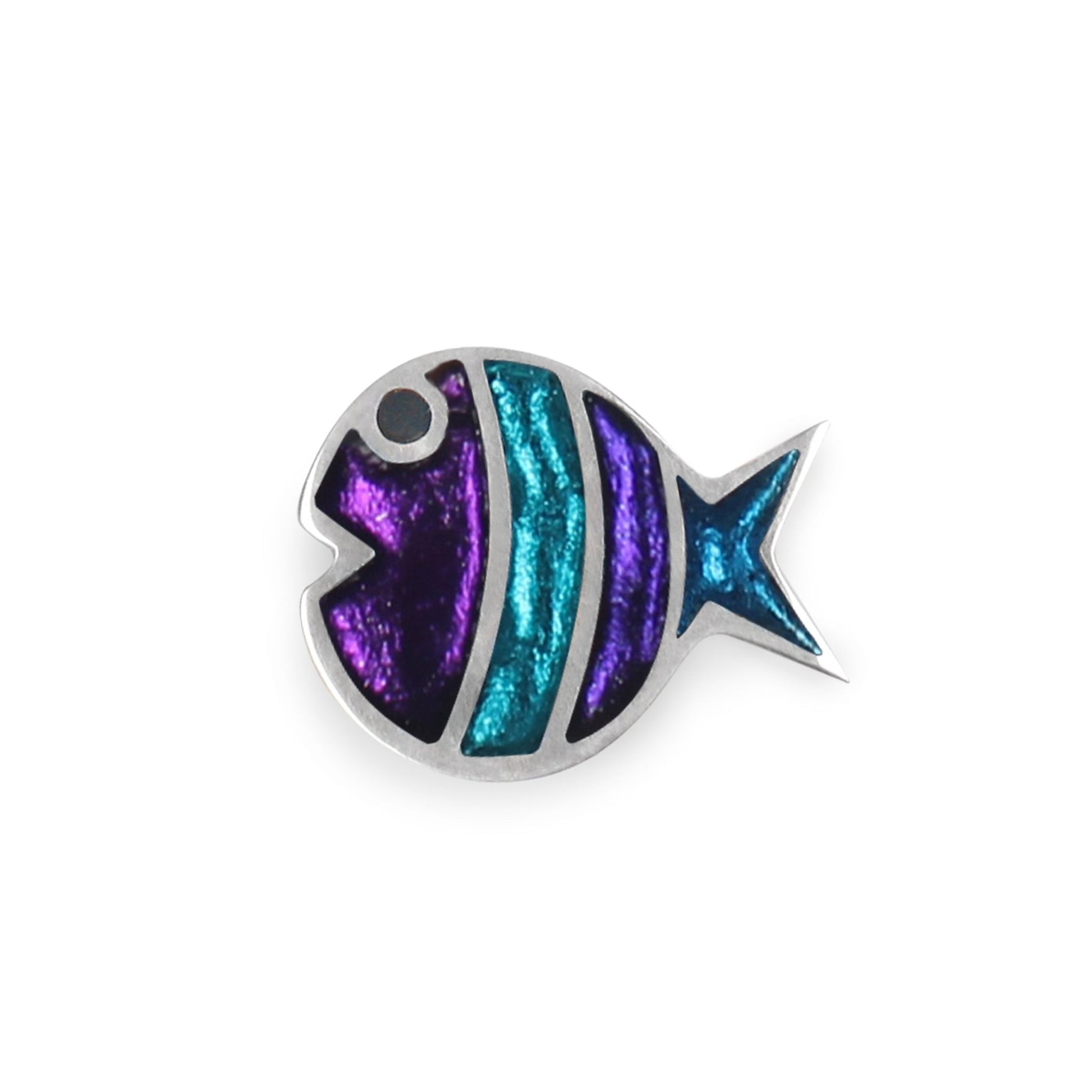 Peacock Bubble Fish Stripe Shiny Brooch | The Jewellery Stop
