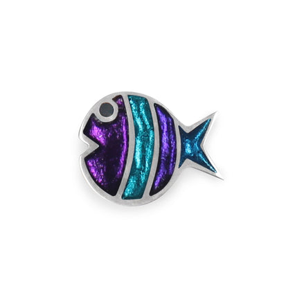 Peacock Bubble Fish Stripe Shiny Brooch | The Jewellery Stop