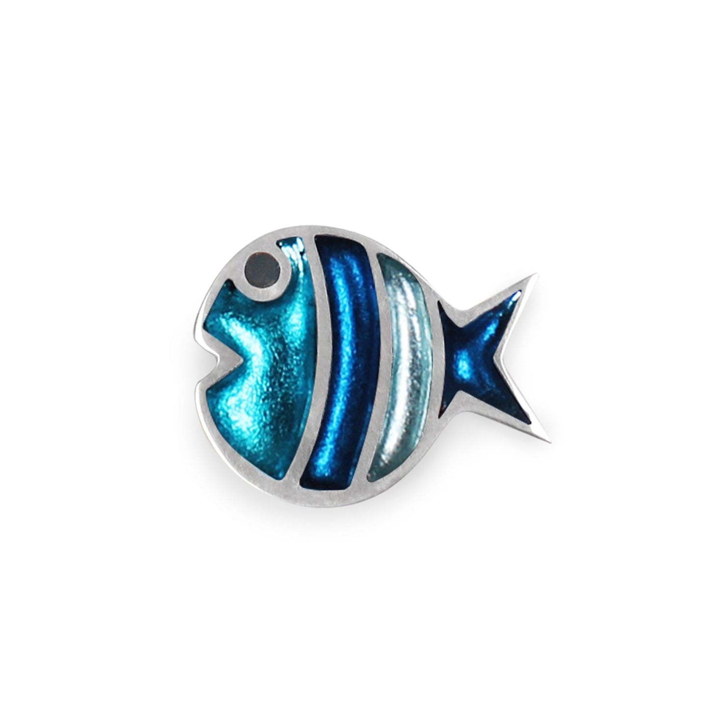 Teal Bubble Fish Stripe Shiny Brooch | The Jewellery Stop