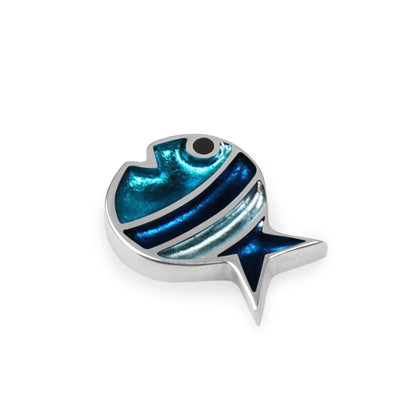 Teal Bubble Fish Stripe Shiny Brooch | The Jewellery Stop