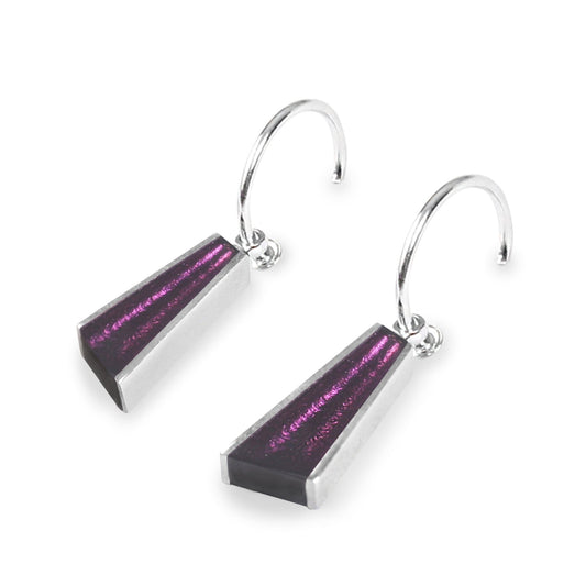 Purple Deco Shard Shiny Creole Earrings | The Jewellery Stop