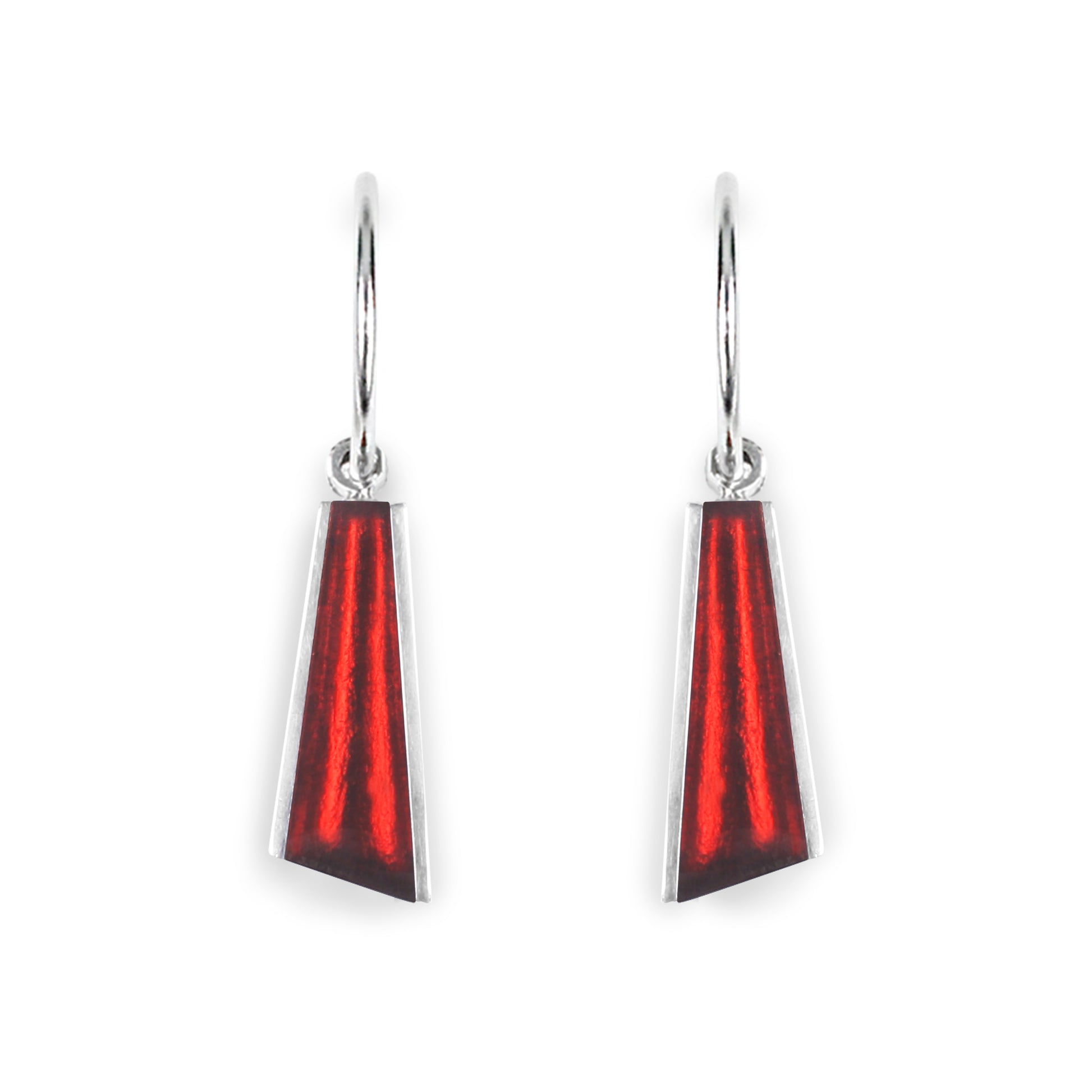 Red Deco Shard Shiny Creole Earrings