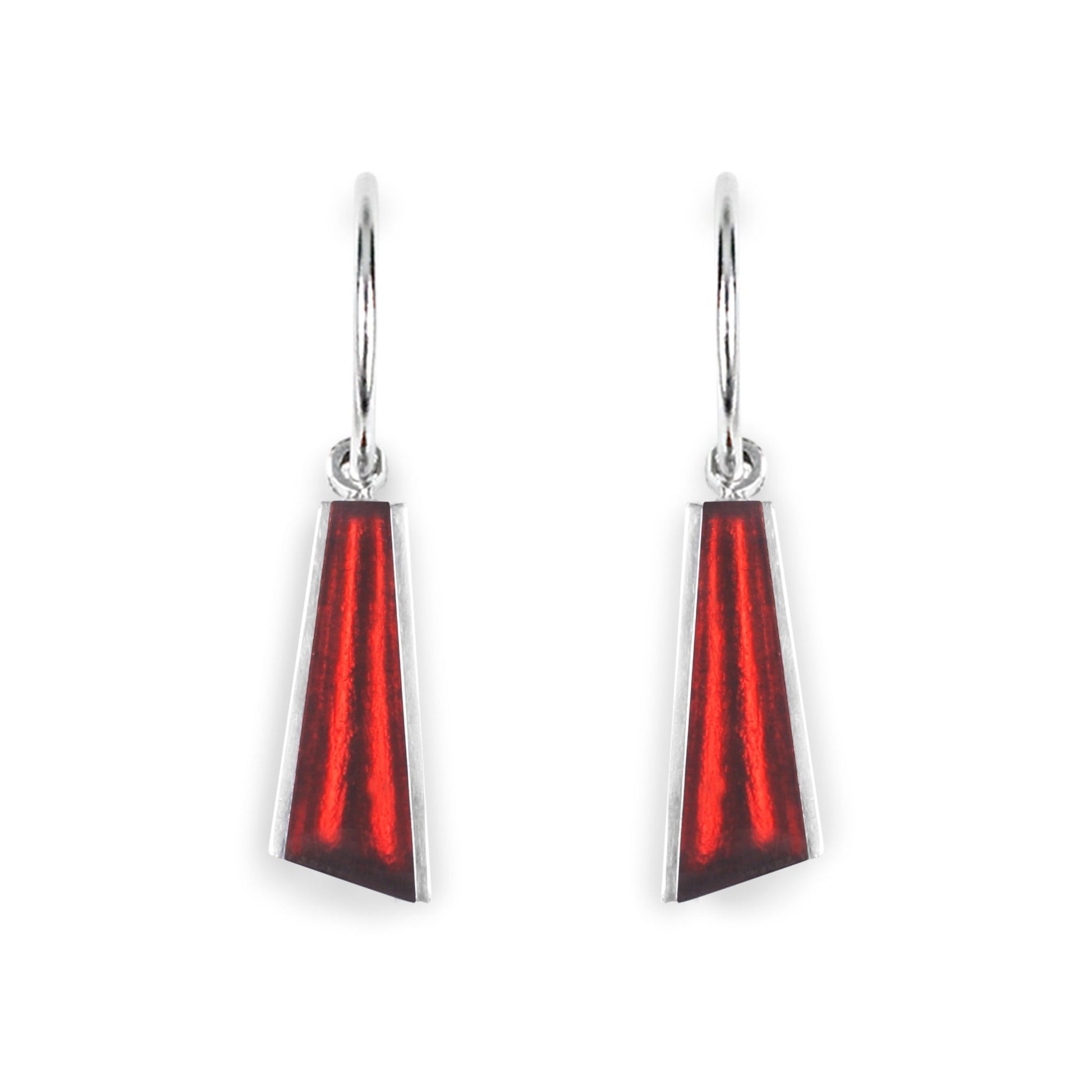 Red Deco Shard Shiny Creole Earrings | The Jewellery Stop