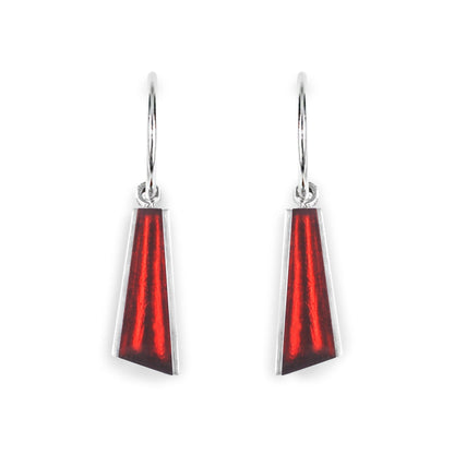 Red Deco Shard Shiny Creole Earrings | The Jewellery Stop