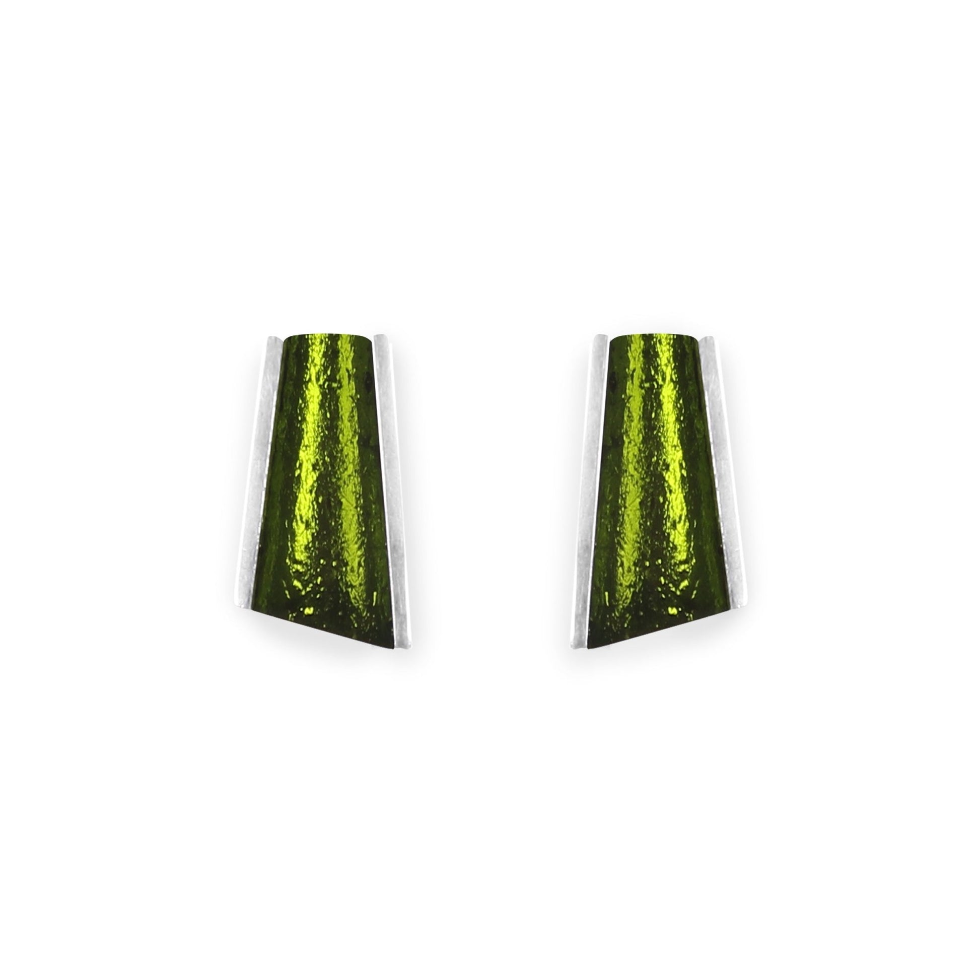 Olive Deco Shard Shiny Stud Earrings | The Jewellery Stop