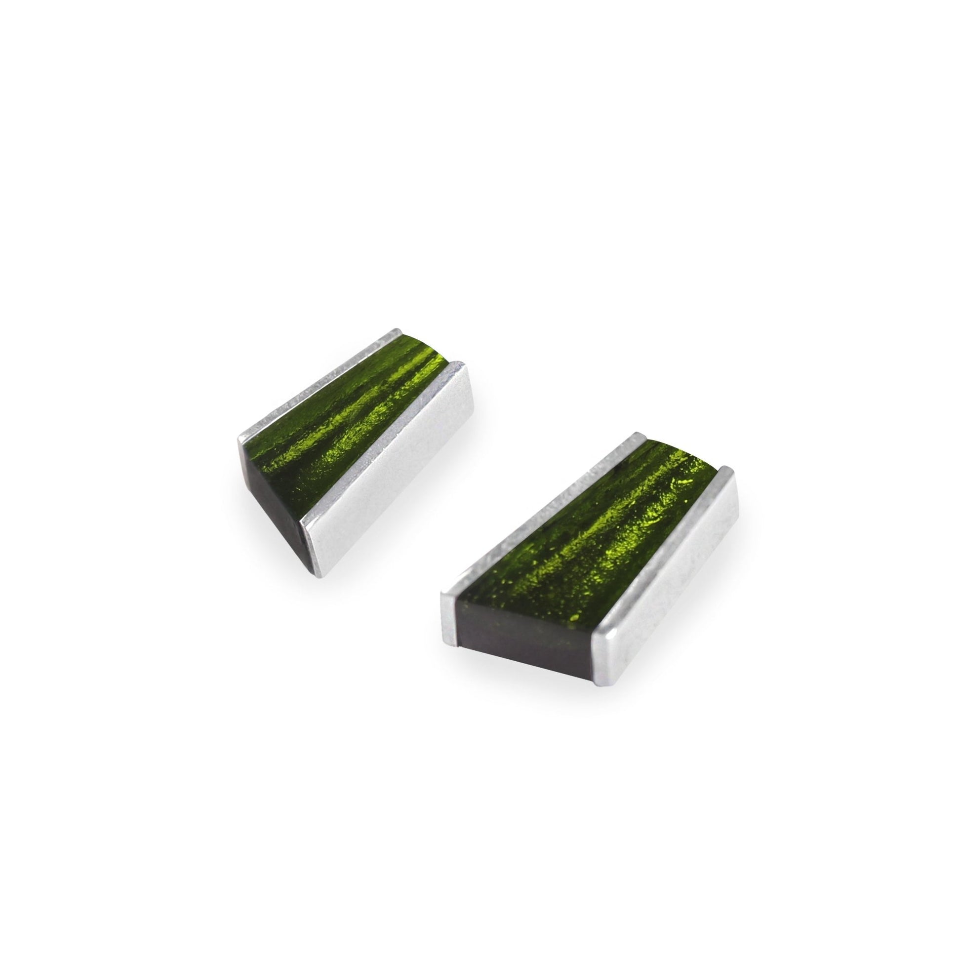 Olive Deco Shard Shiny Stud Earrings | The Jewellery Stop