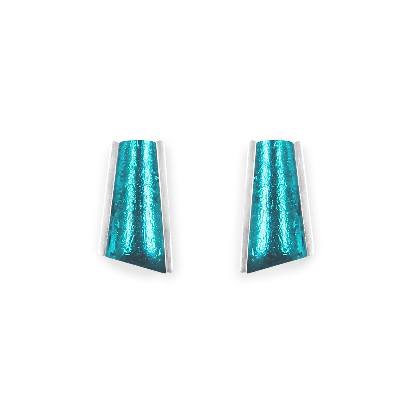 Teal Deco Shard Shiny Stud Earrings | The Jewellery Stop