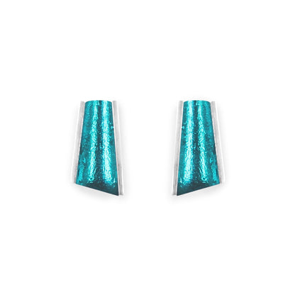 Teal Deco Shard Shiny Stud Earrings | The Jewellery Stop
