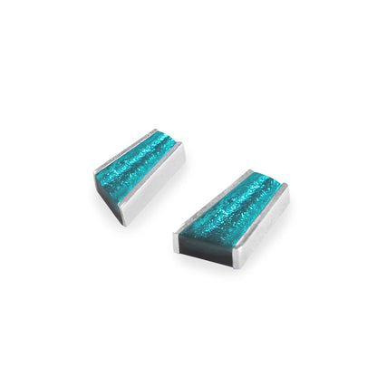 Teal Deco Shard Shiny Stud Earrings | The Jewellery Stop