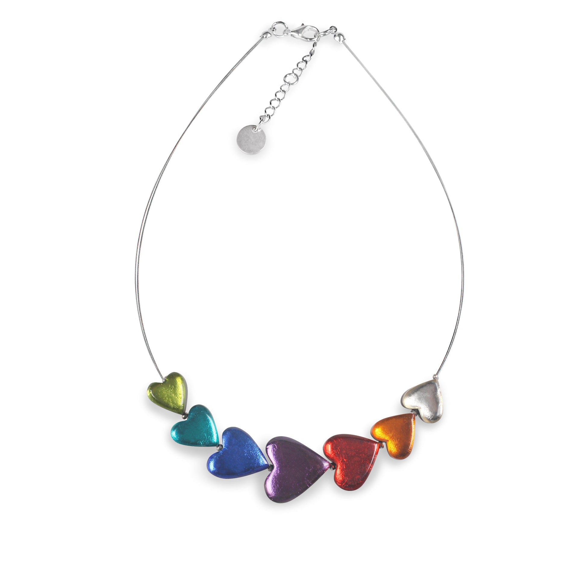 Rainbow Love Heart Shiny Trail Necklace