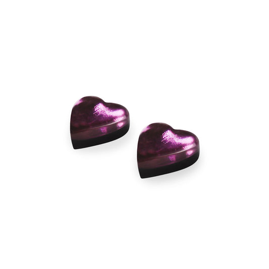 Purple Love Heart Shiny Stud Earrings | The Jewellery Stop