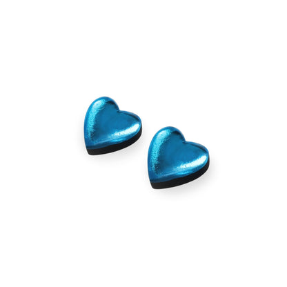 Turquoise Love Heart Shiny Stud Earrings | The Jewellery Stop