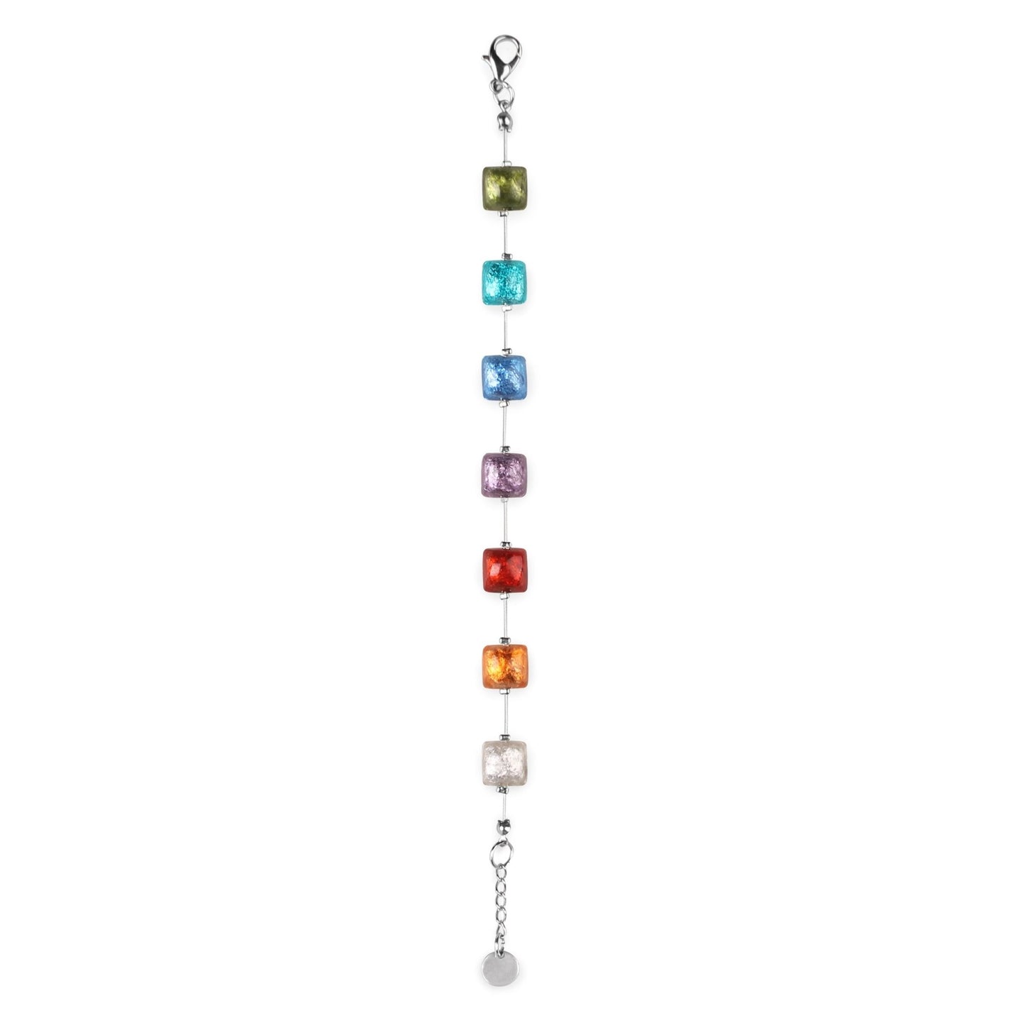 Rainbow Cabouchon Squares Shiny Bracelet | The Jewellery Stop