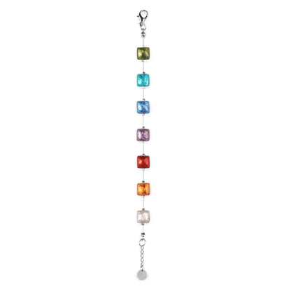 Rainbow Cabouchon Squares Shiny Bracelet | The Jewellery Stop