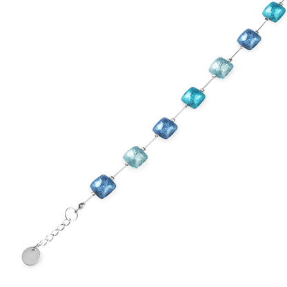 Turquoise Cabouchon Squares Shiny Bracelet