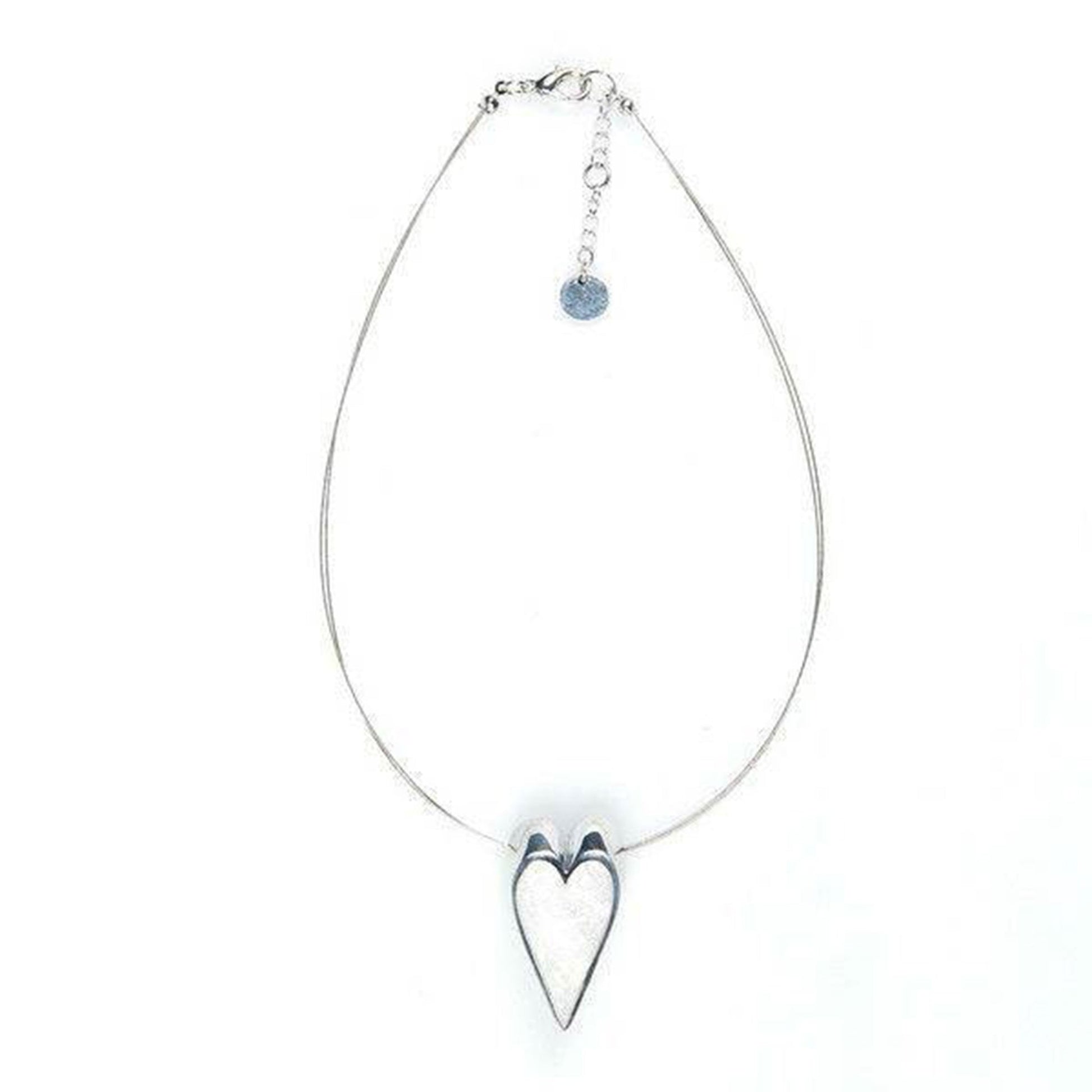 White Sliced Pewter Shiny Heart Pendant | The Jewellery Stop