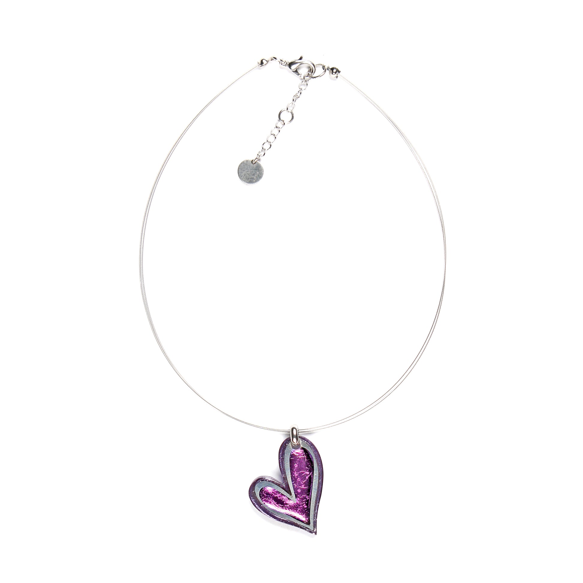 Purple Linear Heart Shiny Small Pendant