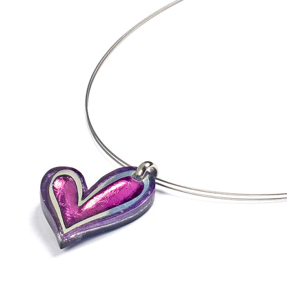 Purple Linear Heart Shiny Small Pendant