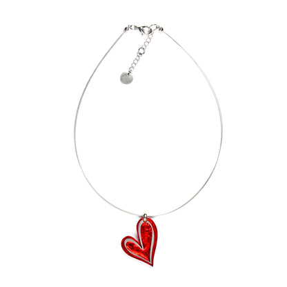 Red Linear Heart Shiny Small Pendant | The Jewellery Stop