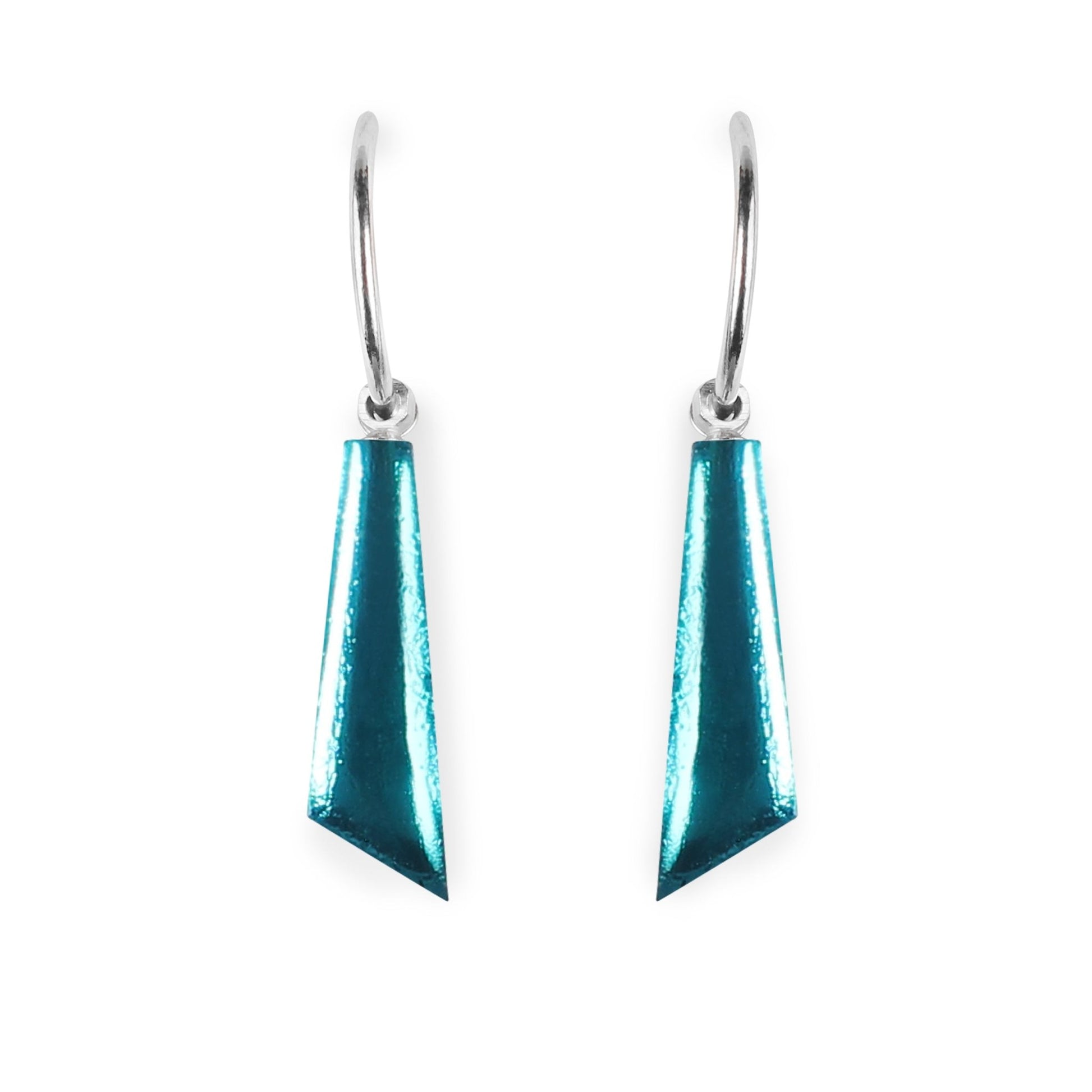 Teal Icicle Shiny Short Creole Earrings | The Jewellery Stop